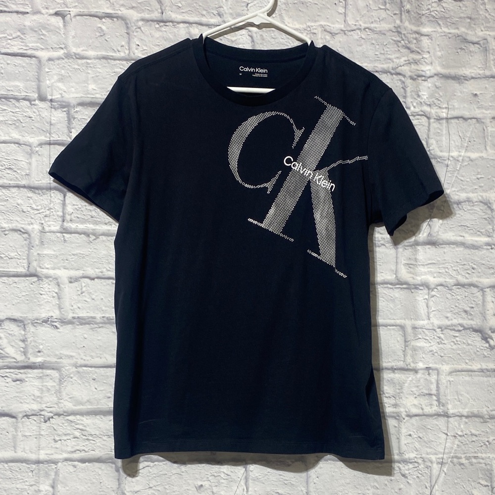 Calvin Klein Black Tee with White CK Logo - Picture 1 of 7